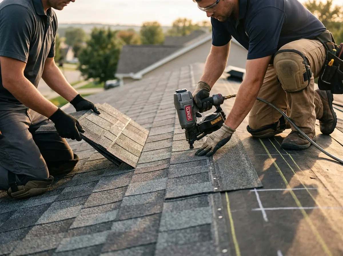 Professional roofer working on a residential roof in Gloucester Point